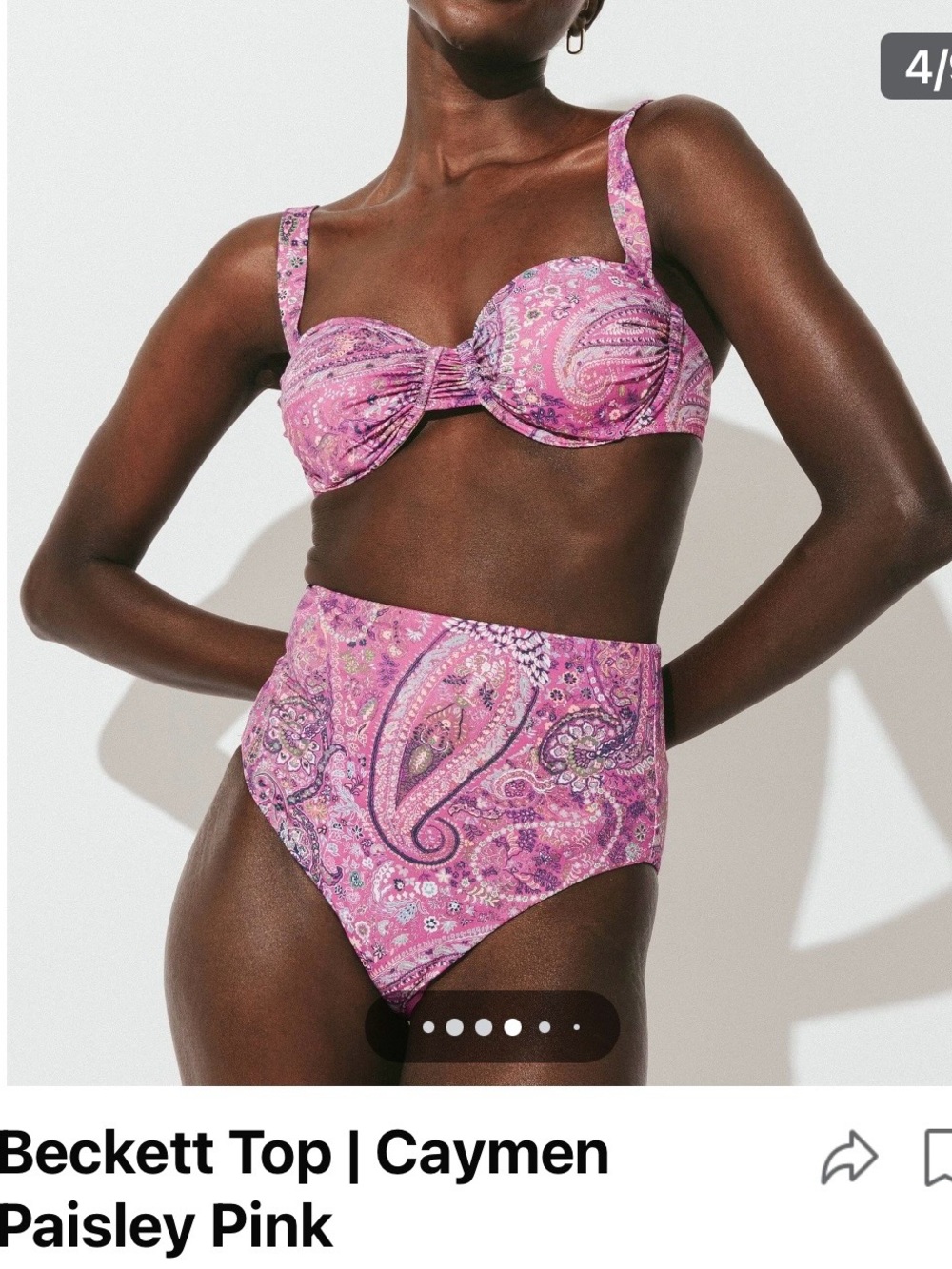 Cleobella Purple Paisley High-Waist Bikini Bottoms